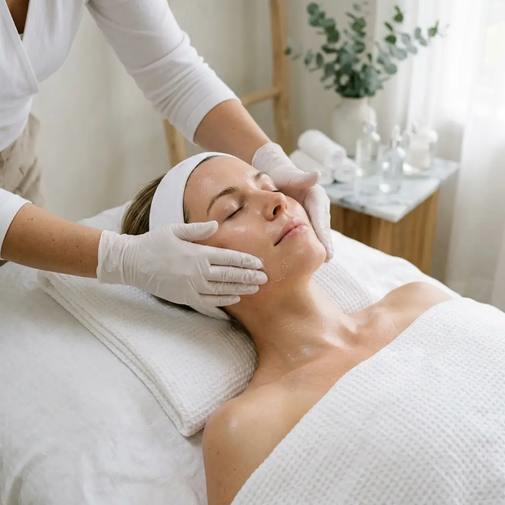 Calm skincare room set for a HydraFacial in Lynnwood, WA