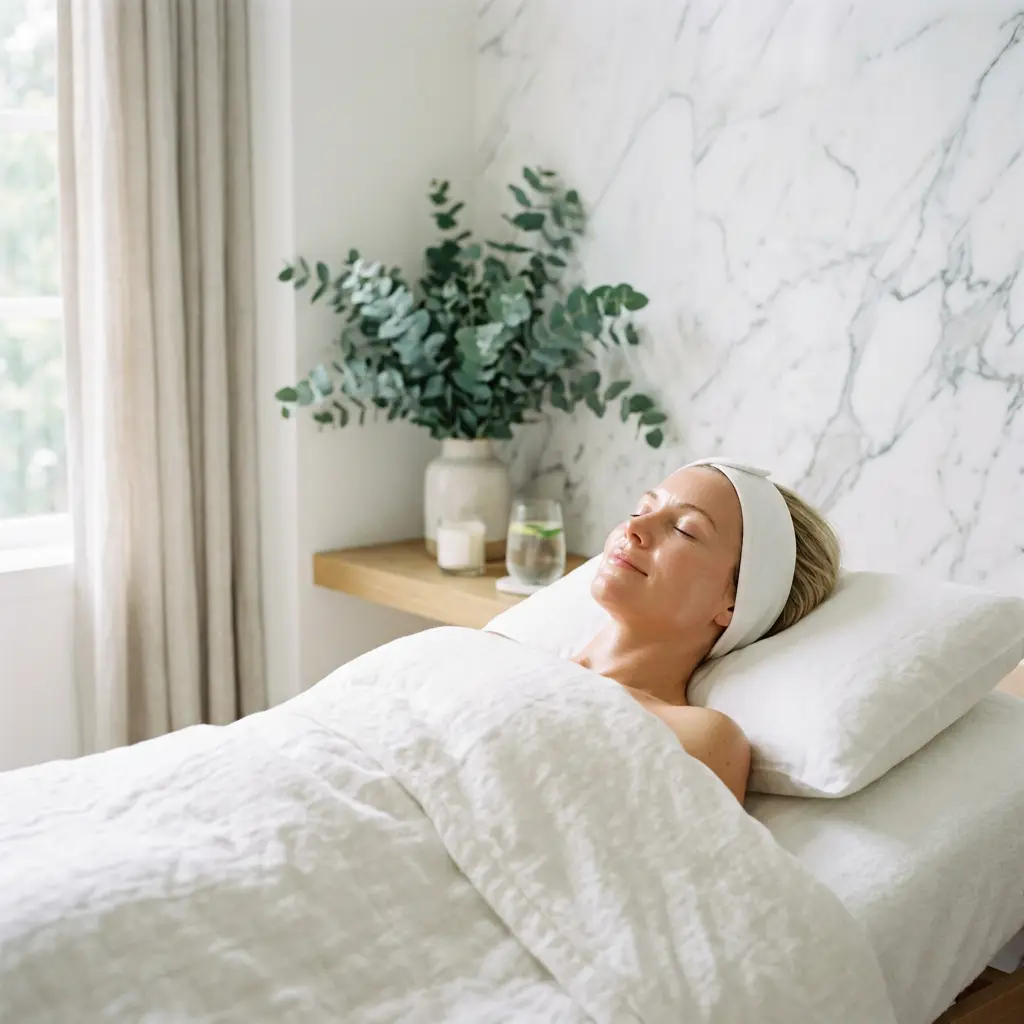Calm skincare room prepared for a HydraFacial in Shoreline, WA